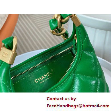 Chanel Shiny Lambskin  &  Gold-Tone Metal Small Hobo Bag Green AS4922 2025